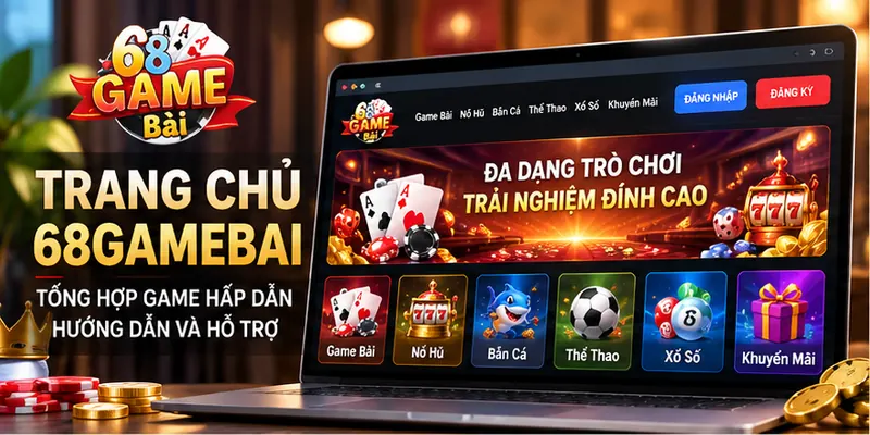 Giao diện trang chủ và chuyên mục 68gamebai